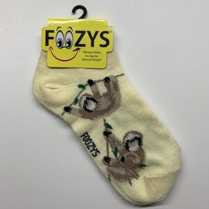 Foozys Sloths Cream Unisex New Crew Socks Size 9- 11 Shoe Size 4-10